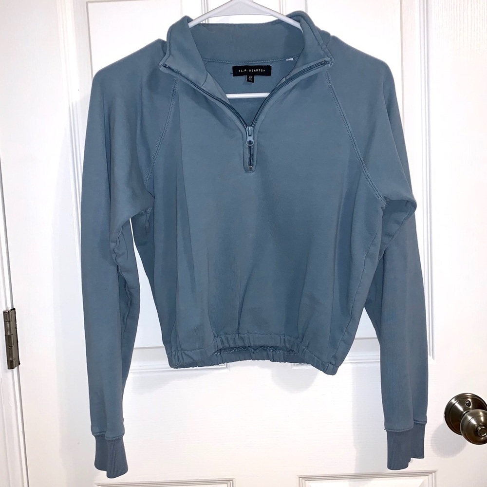 Cropped Quarter Zip, Collared Long Sleeve